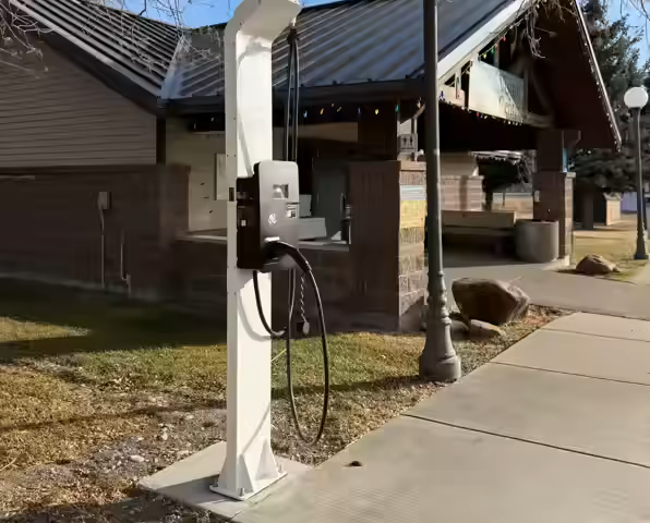 EV charging station installation at the Choteau Chamber Visitor Center